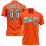 Custom Orange Teal-White Performance Vapor Golf Polo Shirt