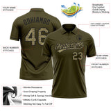 Custom Olive Camo-Black Performance Vapor Salute To Service Golf Polo Shirt