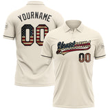 Custom Cream Vintage USA Flag-Black Performance Vapor Golf Polo Shirt