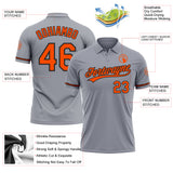 Custom Gray Orange-Black Performance Vapor Golf Polo Shirt