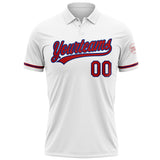 Custom White Red-Royal Performance Vapor Golf Polo Shirt