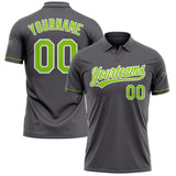 Custom Steel Gray Neon Green-White Performance Vapor Golf Polo Shirt
