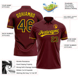 Custom Burgundy Black-Yellow Performance Vapor Golf Polo Shirt