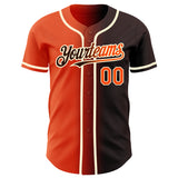 Custom Brown Orange-Cream Authentic Gradient Fashion Baseball Jersey