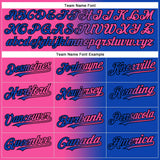Custom Thunder Blue Pink-Black Authentic Gradient Fashion Baseball Jersey