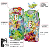 Custom Scratch Graffiti Pattern White-Neon Green 3D Basketball Jersey