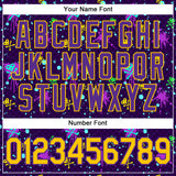Custom Graffiti Pattern Gold-Purple 3D Clashing Colors Paint-Splatter Authentic Baseball Jersey