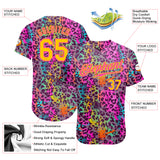 Custom Graffiti Pattern Gold-Pink 3D Colorful Leopard Authentic Baseball Jersey