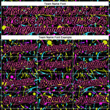 Custom Graffiti Pattern Black-Pink 3D Neon Splatter Authentic Baseball Jersey
