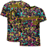 Custom Graffiti Pattern Black-Gold 3D Grunge Shabby Performance T-Shirt