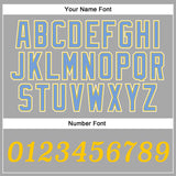Custom Gray Gold-Light Blue Authentic Baseball Jersey