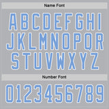 Custom Gray Light Blue-White Hockey Jersey