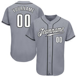 Custom Gray White-Black Authentic Baseball Jersey