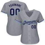 Custom Gray Navy White-Light Blue Authentic Baseball Jersey