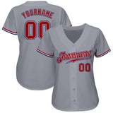 Custom Gray Red White-Royal Authentic Baseball Jersey