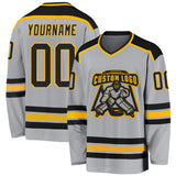 Custom Gray Black-Gold Hockey Jersey
