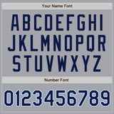 Custom Gray Navy-Light Blue Authentic Baseball Jersey