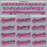 Custom Gray Light Blue Black-Pink Authentic Baseball Jersey