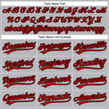 Custom Gray Black Pinstripe Red Authentic Baseball Jersey
