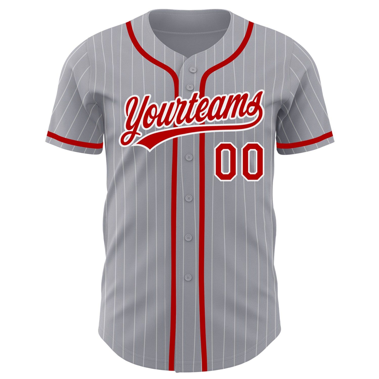 Custom Gray White Pinstripe Red Authentic Baseball Jersey Sale – UKSN INC