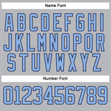 Custom Gray Light Blue-Navy Hockey Lace Neck Jersey