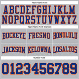 Custom Stitched Gray Royal-Orange Football Pullover Sweatshirt Hoodie