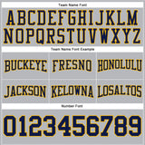 Custom Stitched Gray Navy-Gold Football Pullover Sweatshirt Hoodie