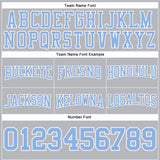 Custom Stitched Gray Light Blue-White Football Pullover Sweatshirt Hoodie