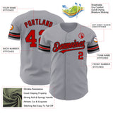Custom Gray Red-Black Authentic Baseball Jersey