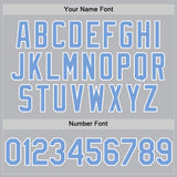 Custom Gray Light Blue-White Authentic Throwback Baseball Jersey