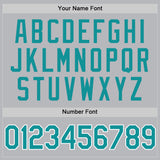 Custom Gray Teal-White Authentic Throwback Baseball Jersey
