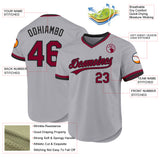 Custom Gray Maroon-Black Authentic Throwback Baseball Jersey