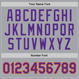 Custom Gray Purple-Orange Authentic Throwback Basketball Jersey