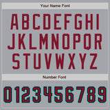 Custom Gray Crimson Black-Aqua Authentic Baseball Jersey
