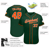 Custom Green Orange-White Authentic Baseball Jersey