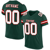 Custom Green White-Red Mesh Authentic Football Jersey