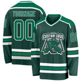 Custom Green Kelly Green-White Hockey Jersey