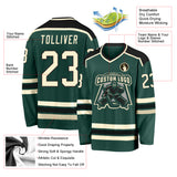 Custom Green Cream-Black Hockey Jersey