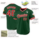 Custom Green Red-White Authentic Throwback Baseball Jersey