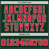 Custom Hunter Green Red-White Authentic Throwback Basketball Jersey