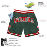 Custom Hunter Green Red-White Authentic Throwback Basketball Shorts