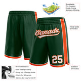 Custom Hunter Green White-Orange Authentic Basketball Shorts