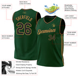 Custom Hunter Green Black-Old Gold Authentic Throwback Basketball Jersey