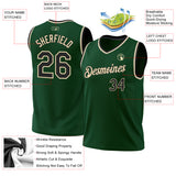 Custom Hunter Green Black-Cream Authentic Throwback Basketball Jersey