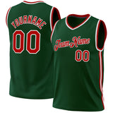 Custom Hunter Green Red-White Authentic Throwback Basketball Jersey