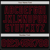 Custom Black Black-Red Bomber Full-Snap Varsity Letterman Jacket