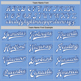 Custom Light Blue White-Royal Bomber Full-Snap Varsity Letterman Jacket