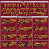Custom Crimson Navy-Gold Bomber Full-Snap Varsity Letterman Jacket