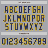 Custom Gray Navy-Gold Bomber Full-Snap Varsity Letterman Jacket