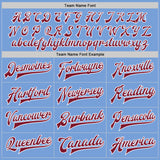 Custom Light Blue Crimson-White Bomber Full-Snap Varsity Letterman Two Tone Jacket